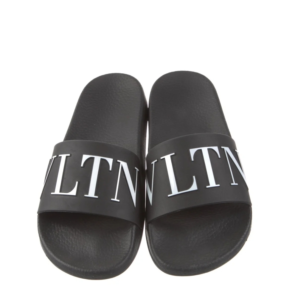Valentino Black Slides with White Logo